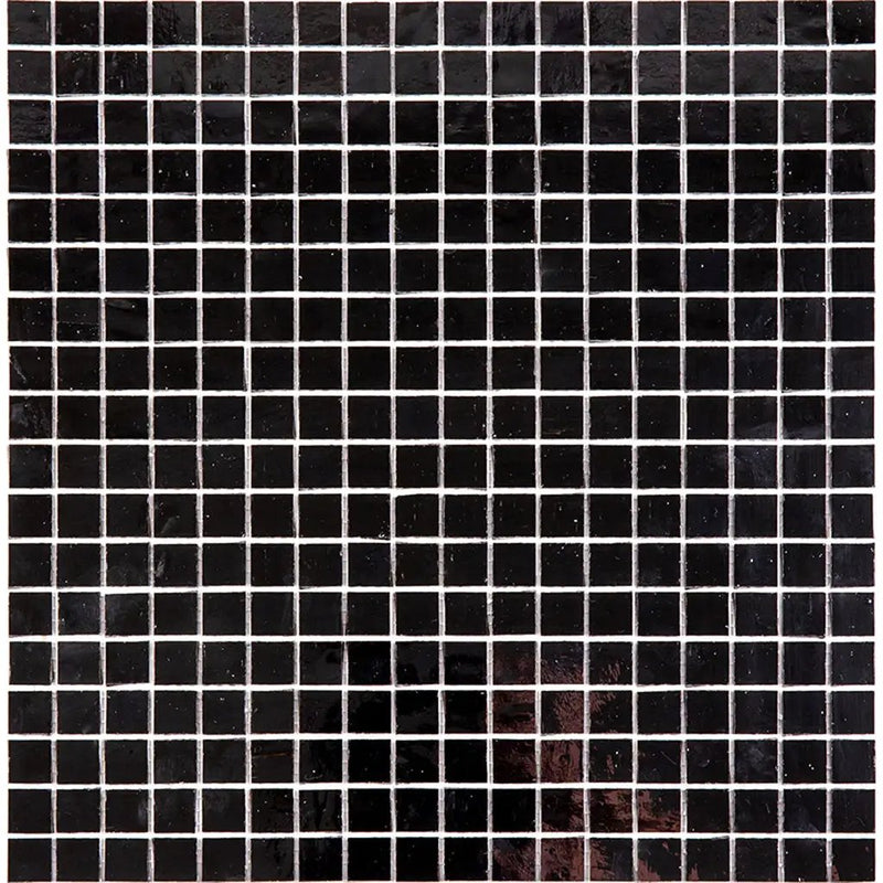 Black 12x12 Glossy Uniform Square Glass Mosaic Tile (20 pack, 18.69 sq ft/case) by Apollo Tile