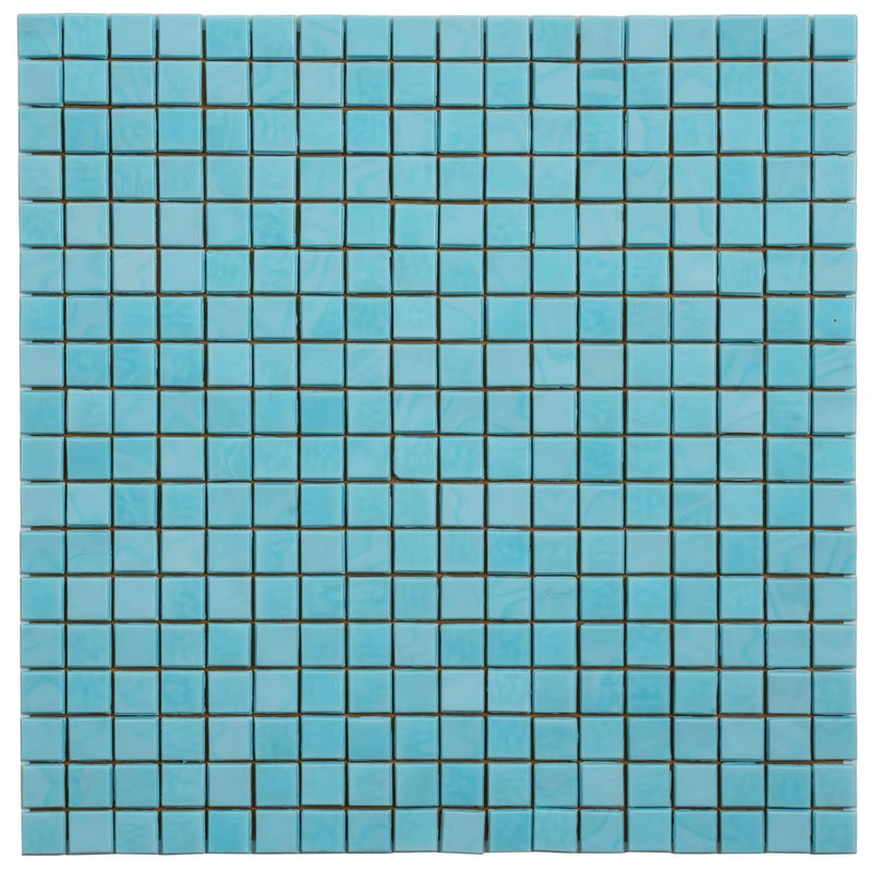 Sky Blue 12x12 Glossy Uniform Square Glass Mosaic Tile (20 pack, 18.69 sq ft/case) by Apollo Tile