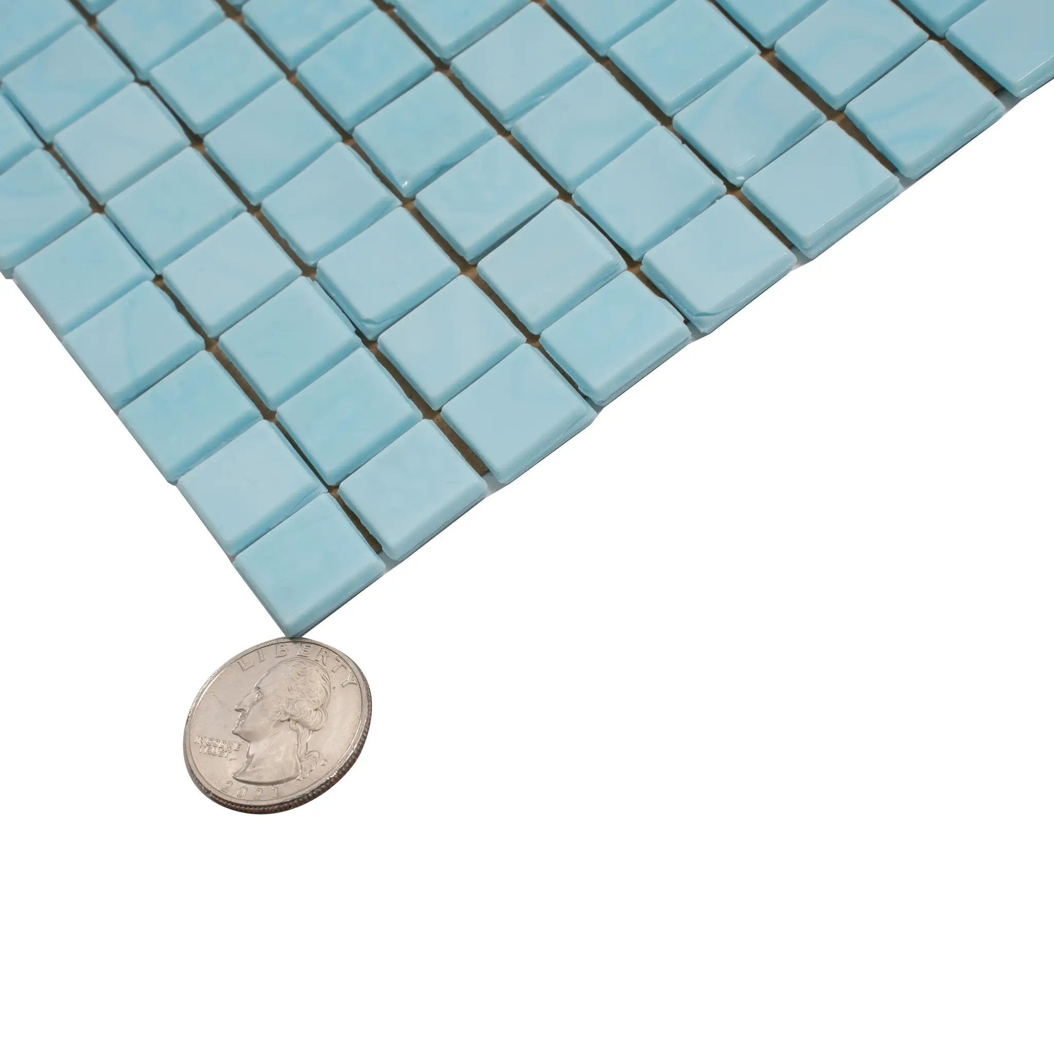 Sky Blue 12x12 Glossy Uniform Square Glass Mosaic Tile (20 pack, 18.69 sq ft/case) by Apollo Tile