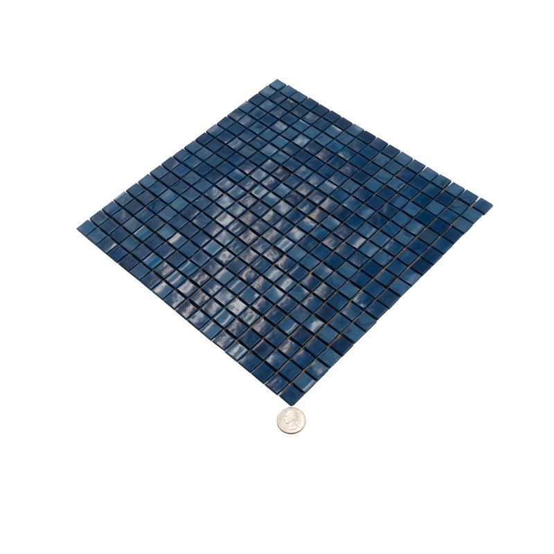 Navy Blue 12x12 Glossy Uniform Square Glass Mosaic Tile (20 pack, 18.69 sq ft/case) by Apollo Tile
