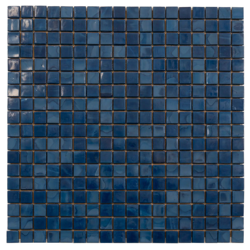 Navy Blue 12x12 Glossy Uniform Square Glass Mosaic Tile (20 pack, 18.69 sq ft/case) by Apollo Tile