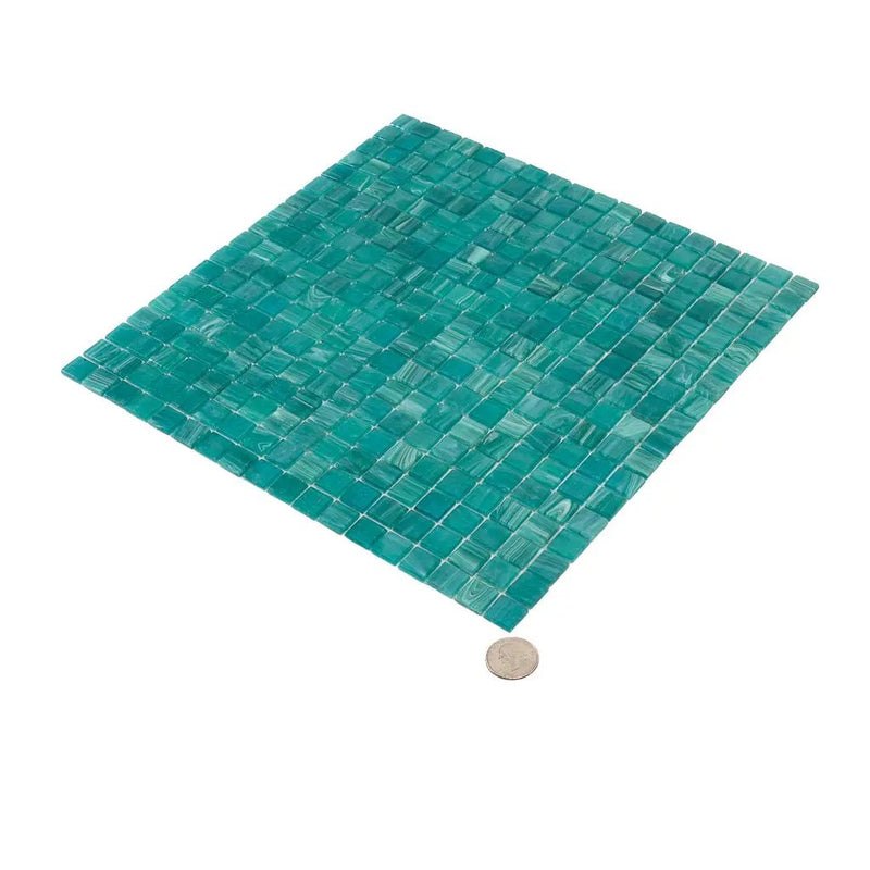 Cerulean Green 12x12 Glossy Uniform Square Glass Mosaic Tile (20 pack, 18.69 sq ft/case) by Apollo Tile