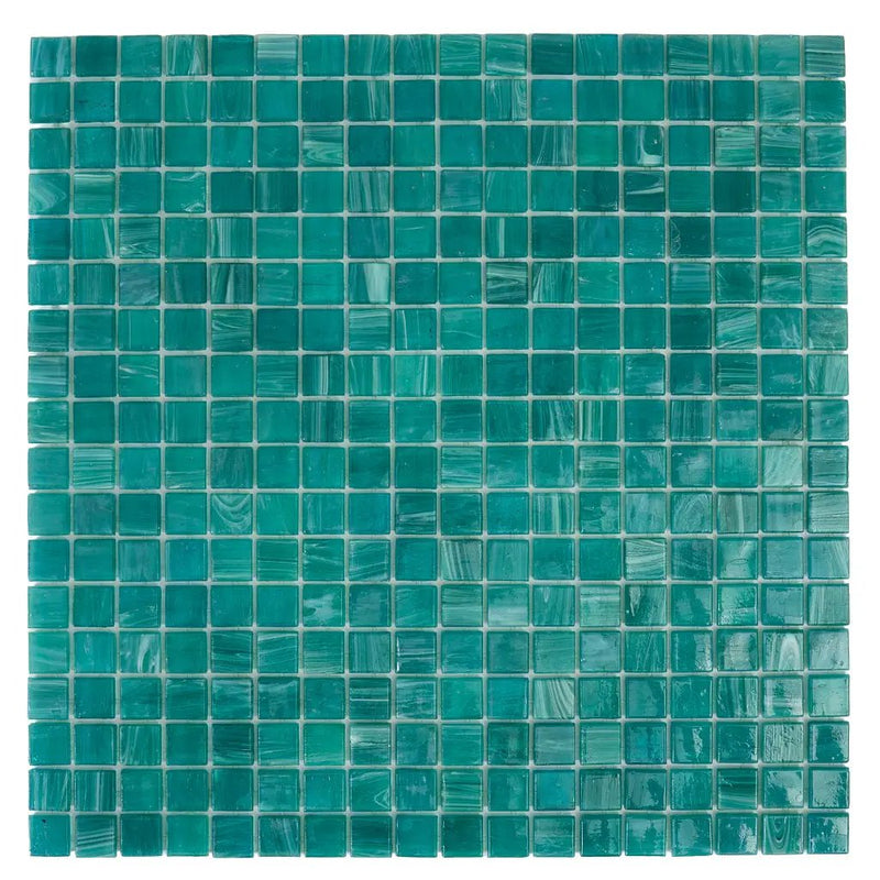 Cerulean Green 12x12 Glossy Uniform Square Glass Mosaic Tile (20 pack, 18.69 sq ft/case) by Apollo Tile