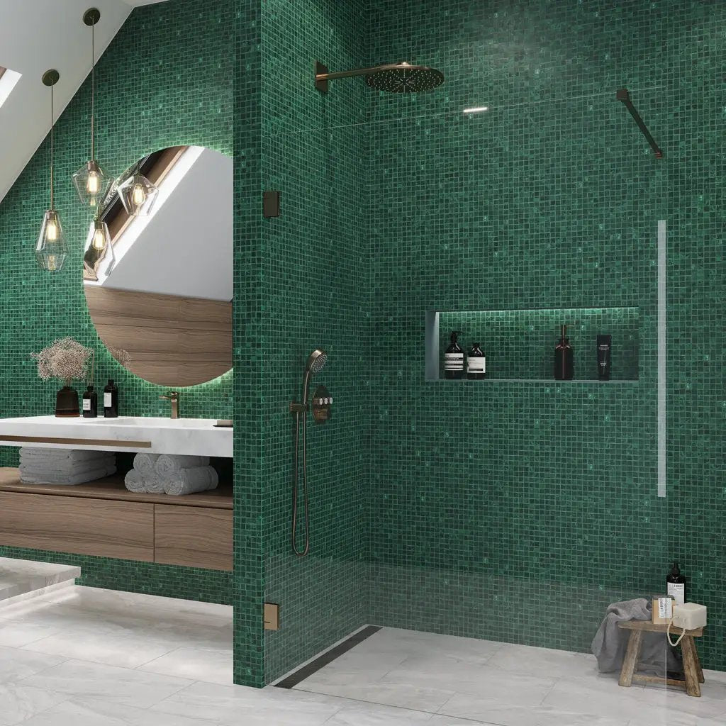 Bottle Green 12x12 Glossy Uniform Square Glass Mosaic Tile (20 pack, 18.69 sq ft/case) by Apollo Tile