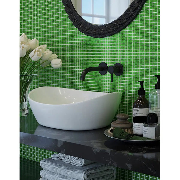 Forest Green 12x12 Glossy Uniform Square Glass Mosaic Tile (20 pack, 18.69 sq ft/case)