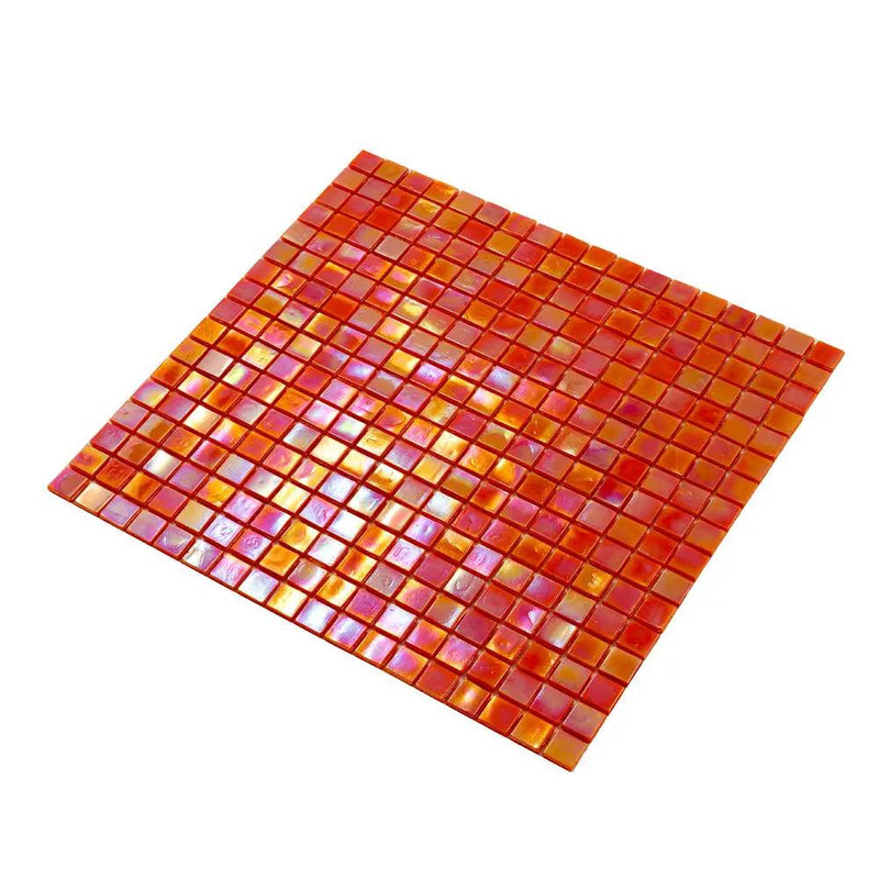 Fire Orange 12x12 Glossy Uniform Square Glass Mosaic Tile (20 pack, 18.69 sq ft/case) by Apollo Tile