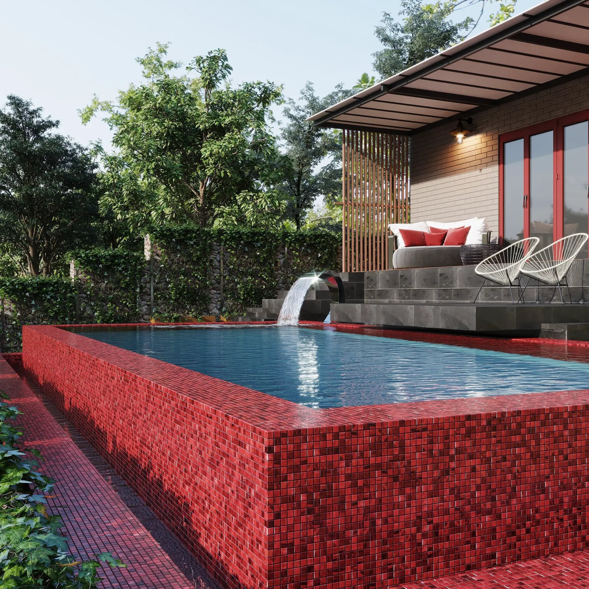 Rose Red 12x12 Glossy Uniform Square Glass Mosaic Tile (20 pack, 18.69 sq ft/case) by Apollo Tile