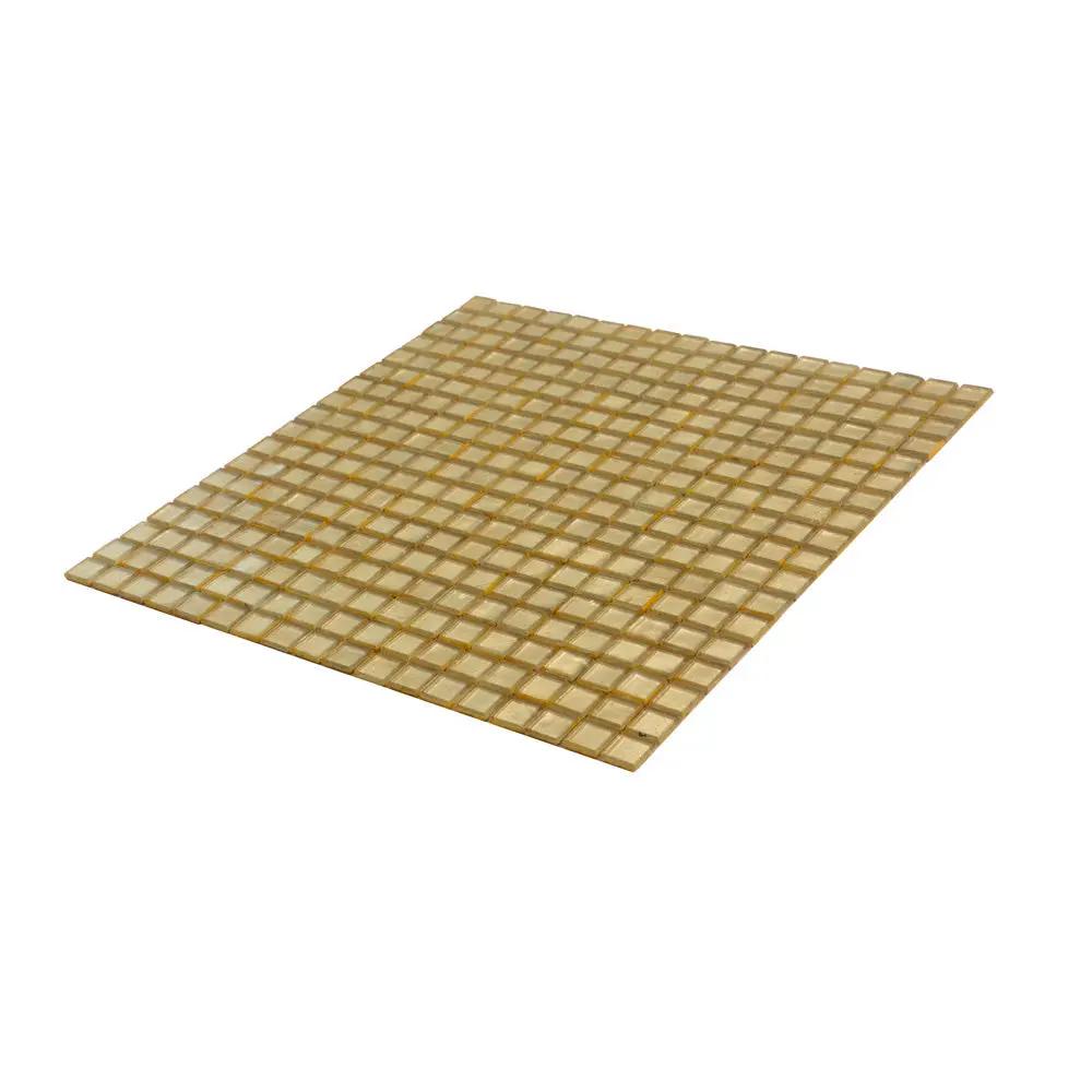 Satin Sheen Gold 12x12 Glossy Uniform Square Glass Mosaic Tile (20 pack, 18.69 sq ft/case) by Apollo Tile