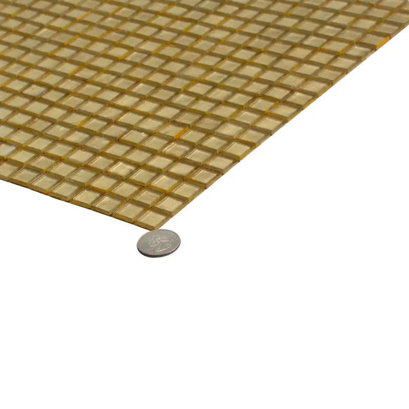 Satin Sheen Gold 12x12 Glossy Uniform Square Glass Mosaic Tile (20 pack, 18.69 sq ft/case) by Apollo Tile