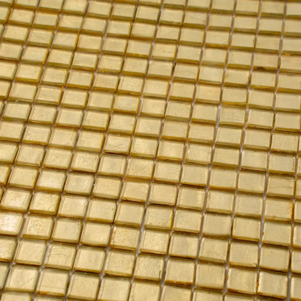 Satin Sheen Gold 12x12 Glossy Uniform Square Glass Mosaic Tile (20 pack, 18.69 sq ft/case) by Apollo Tile