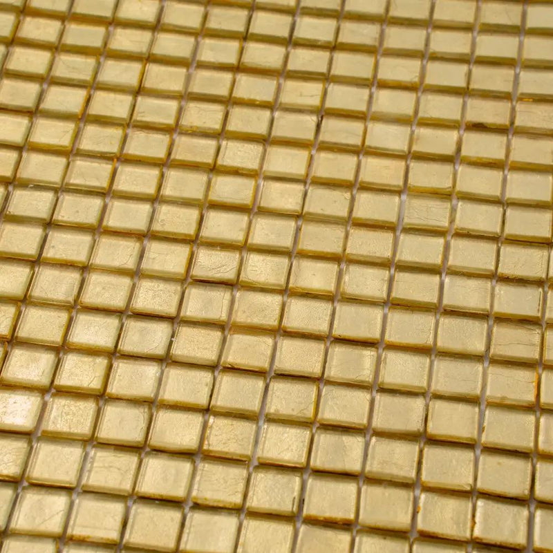 Satin Sheen Gold 12x12 Glossy Uniform Square Glass Mosaic Tile (20 pack, 18.69 sq ft/case) by Apollo Tile