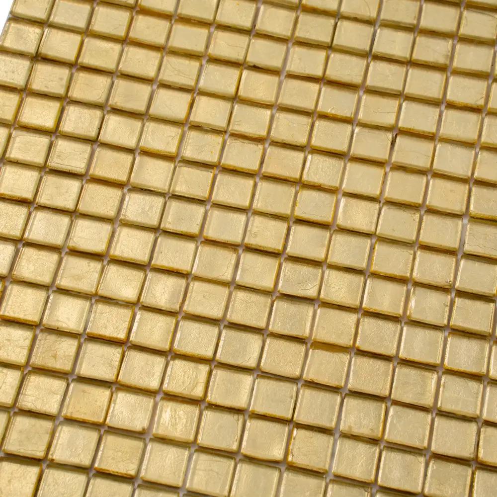 Satin Sheen Gold 12x12 Glossy Uniform Square Glass Mosaic Tile (20 pack, 18.69 sq ft/case) by Apollo Tile