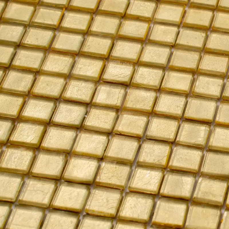 Satin Sheen Gold 12x12 Glossy Uniform Square Glass Mosaic Tile (20 pack, 18.69 sq ft/case) by Apollo Tile