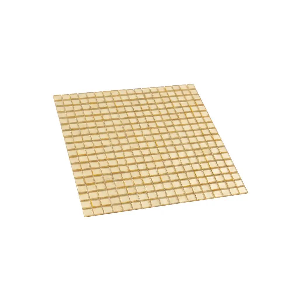 Satin Sheen Gold 12x12 Glossy Uniform Square Glass Mosaic Tile (20 pack, 18.69 sq ft/case) by Apollo Tile
