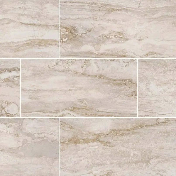 Bernini Bianco Matte Travertine Look Porcelain Tiles 12x24