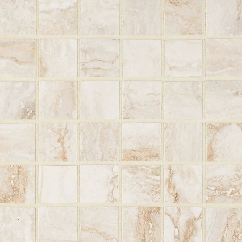 Bernini Bianco Polished Bullnose Travertine Look Porcelain Moldings 3x18 close up