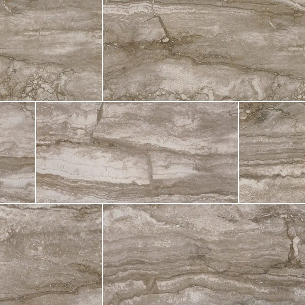 Bernini Camo Polished Bullnose Travertine Look Porcelain Moldings 3x18