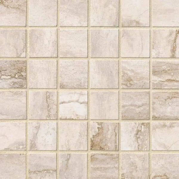 Bernini Camo Matte Travertine Look Porcelain Mosaics 2x2