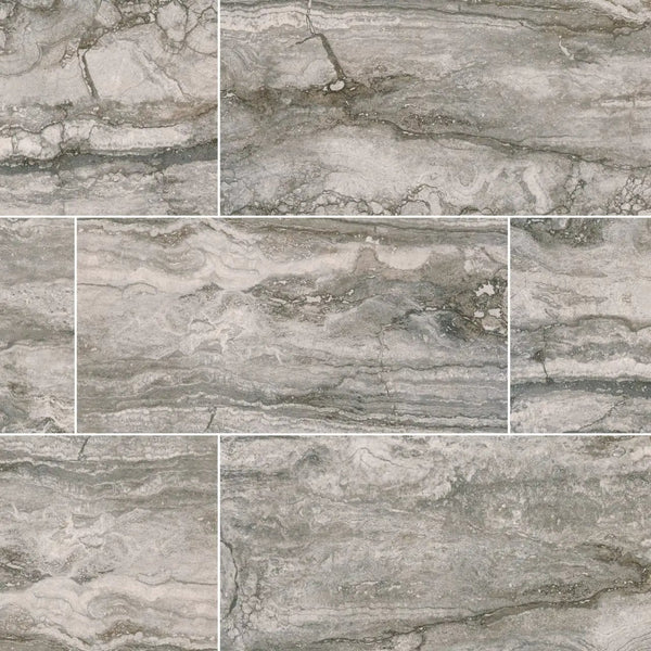 Bernini Carbone Polished Bullnose Travertine Look Porcelain Moldings 3x18