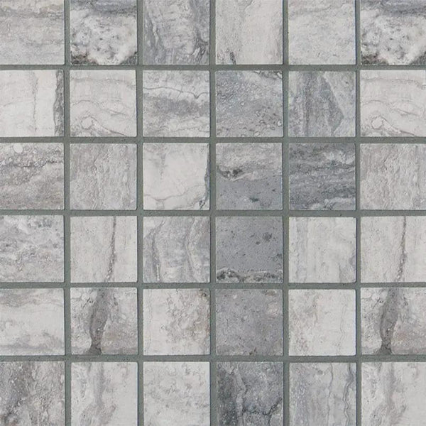 Bernini Carbone Matte Travertine Look Porcelain Mosaics 2x2