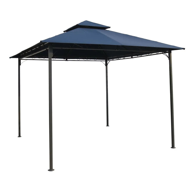 10Ft x 10Ft Outdoor Garden Gazebo with Iron Frame and Navy Blue Canopy by HomePacific
