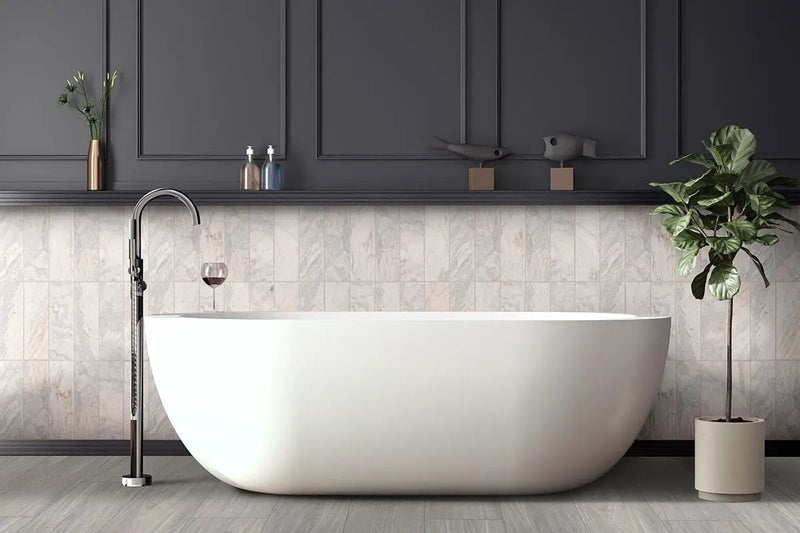 Braxton Grigia Matte Wood Look Porcelain Tiles 10x40 in a finished room