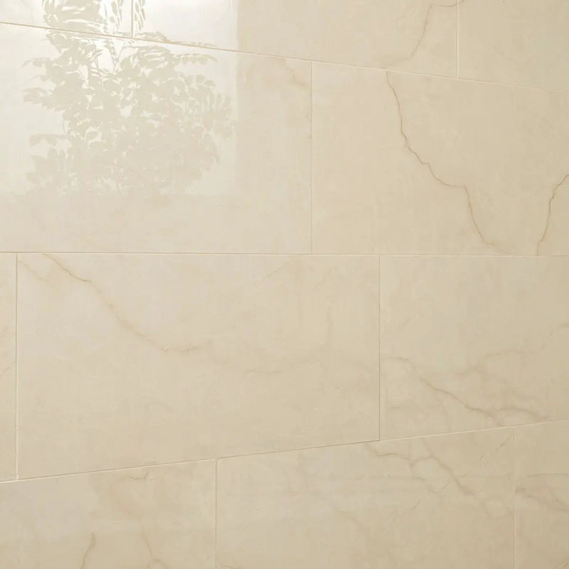 Brighton Crema Matte Porcelain Tiles 24x48 in a finished room