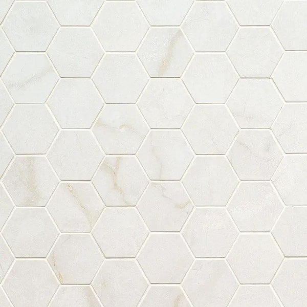 Brighton Gold Matte Hexagon Porcelain Mosaics 2x2