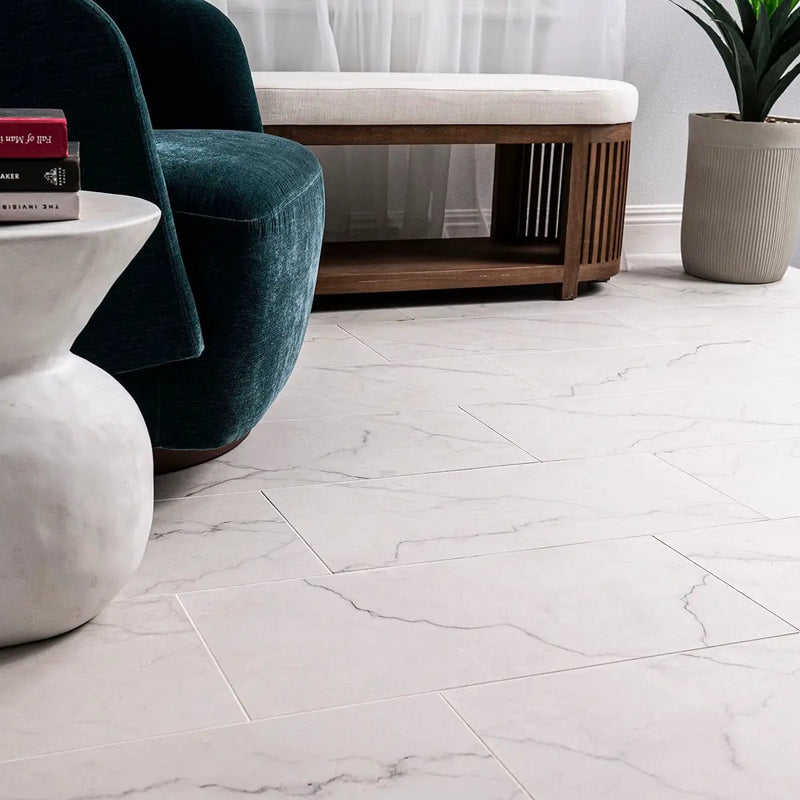 Brighton Grey Polished Porcelain Tiles 24x24 close up