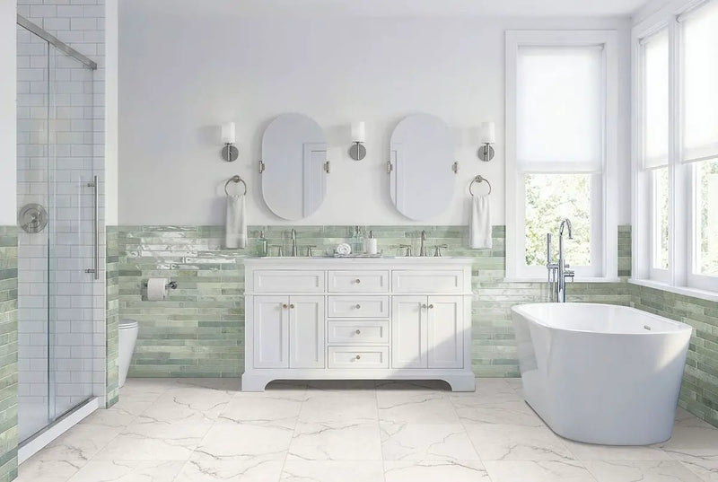 Brighton Grey Matte Porcelain Tiles 24x48 in a finished room