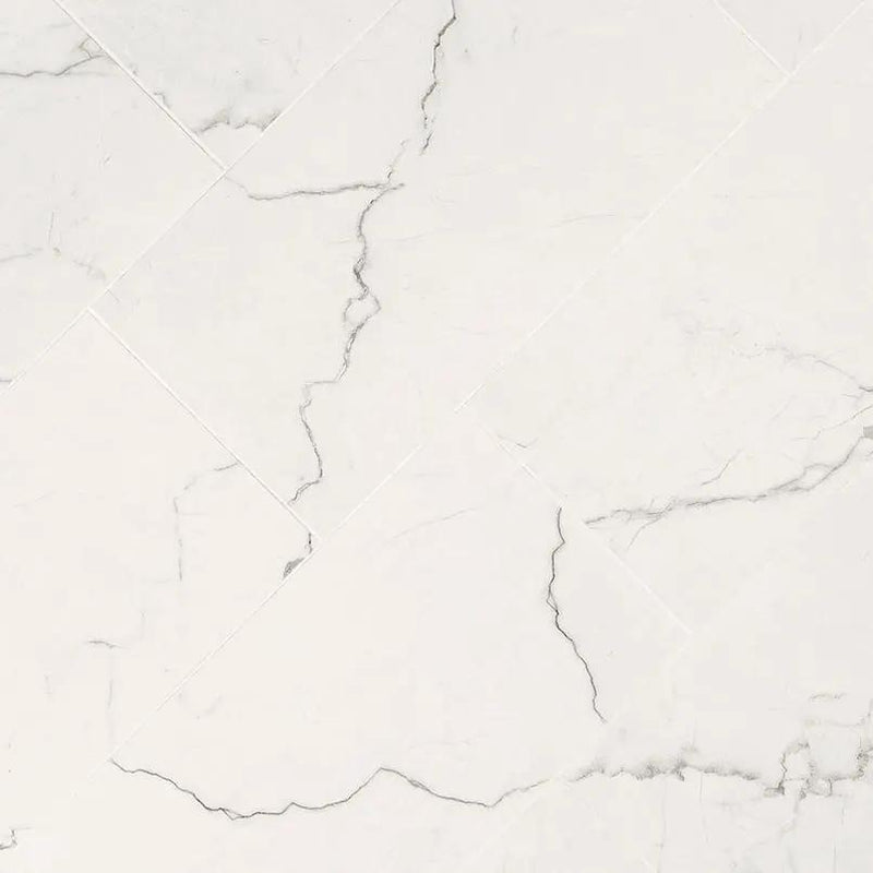 Brighton Grey Polished Porcelain Tiles 12x24 angled view