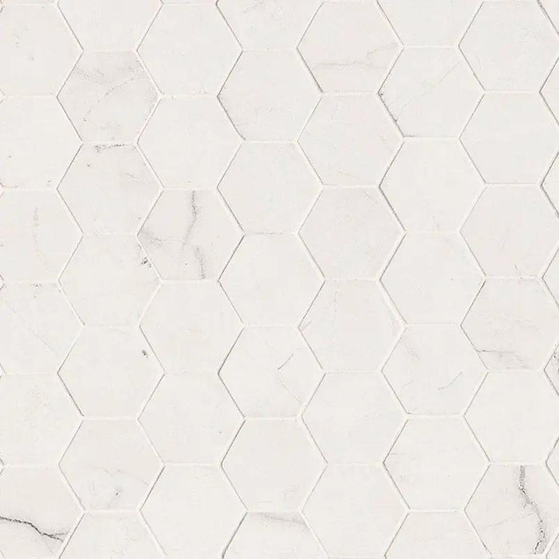 Brighton Grey Matte Hexagon Porcelain Mosaics 2x2 close up