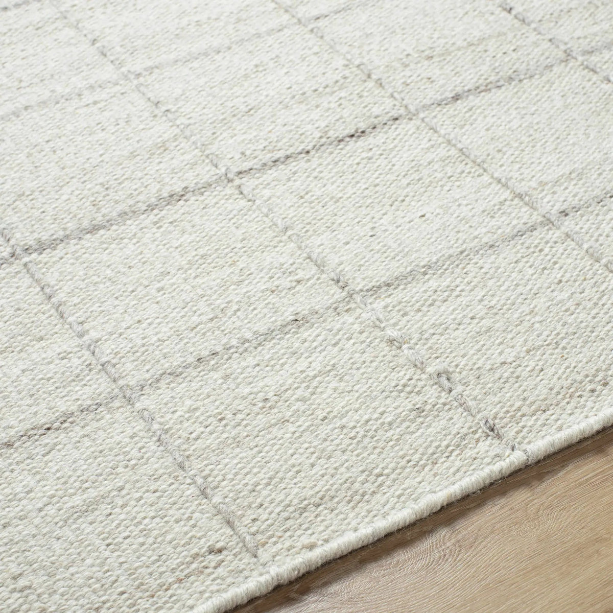 Nissa Cream Checkered Wool Rug, photo 9 of 10