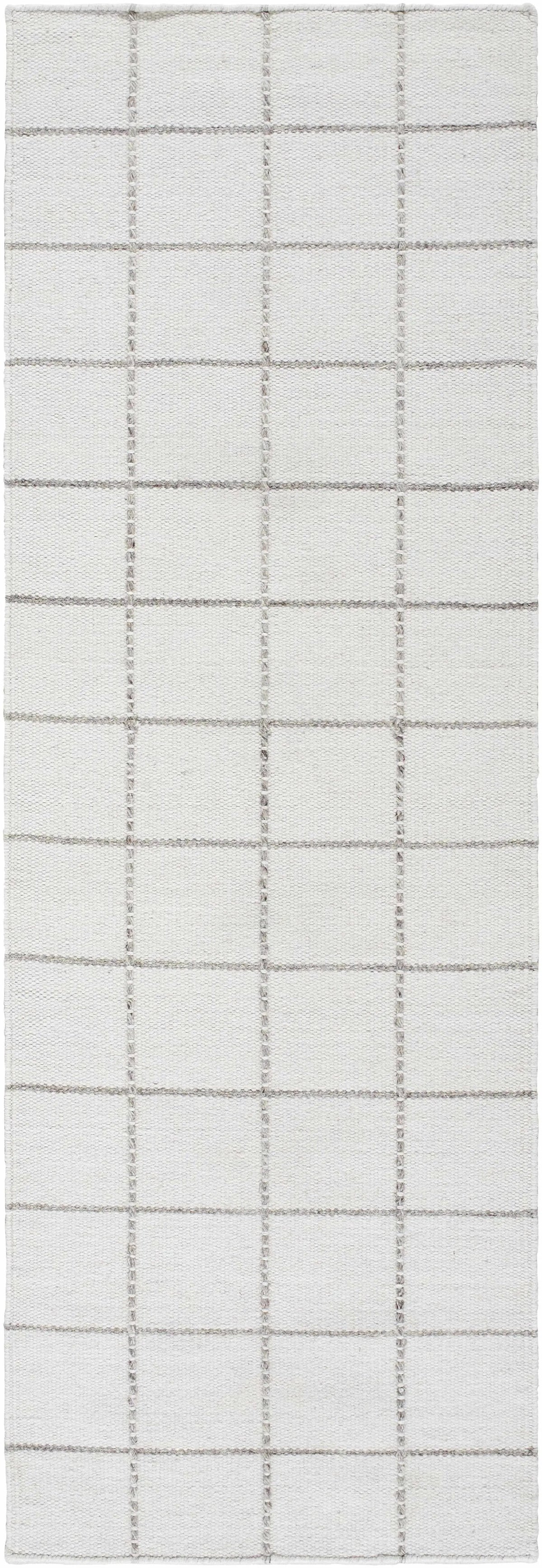 Nissa White Gray Checkered Wool Rug, photo 8 of 9