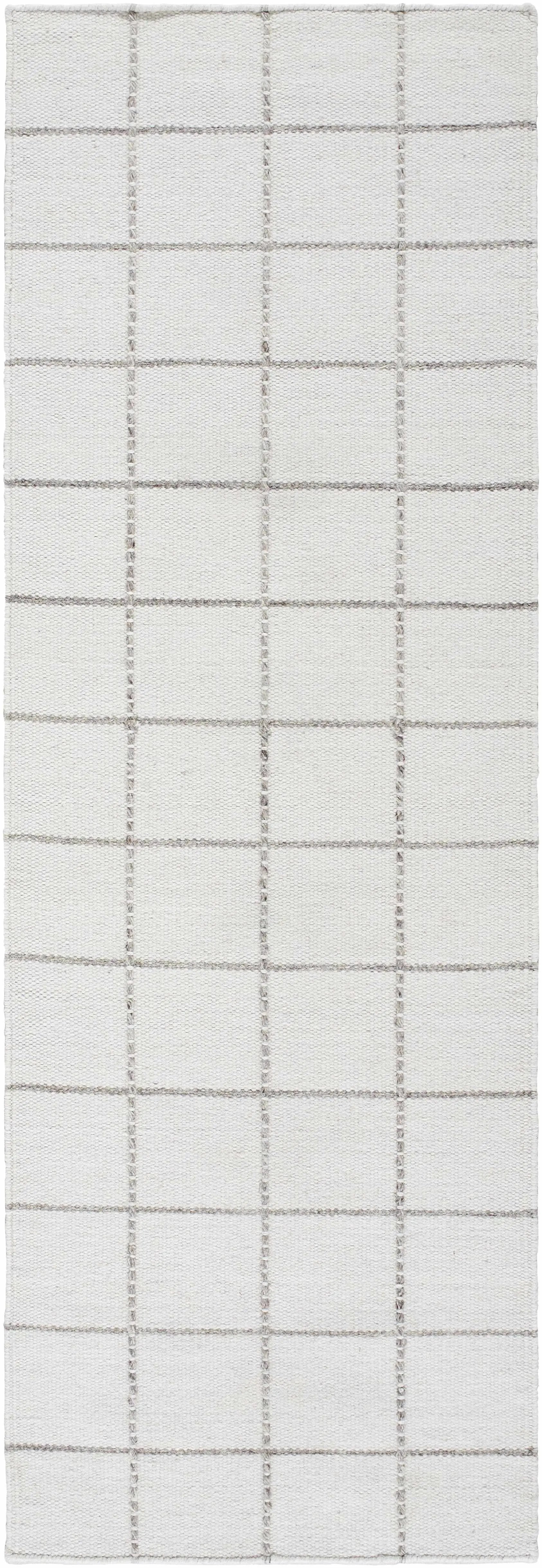 Nissa White Gray Checkered Wool Rug by Boutique Rugs