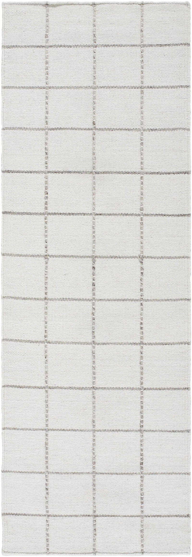 Nissa White Gray Checkered Wool Rug by Boutique Rugs
