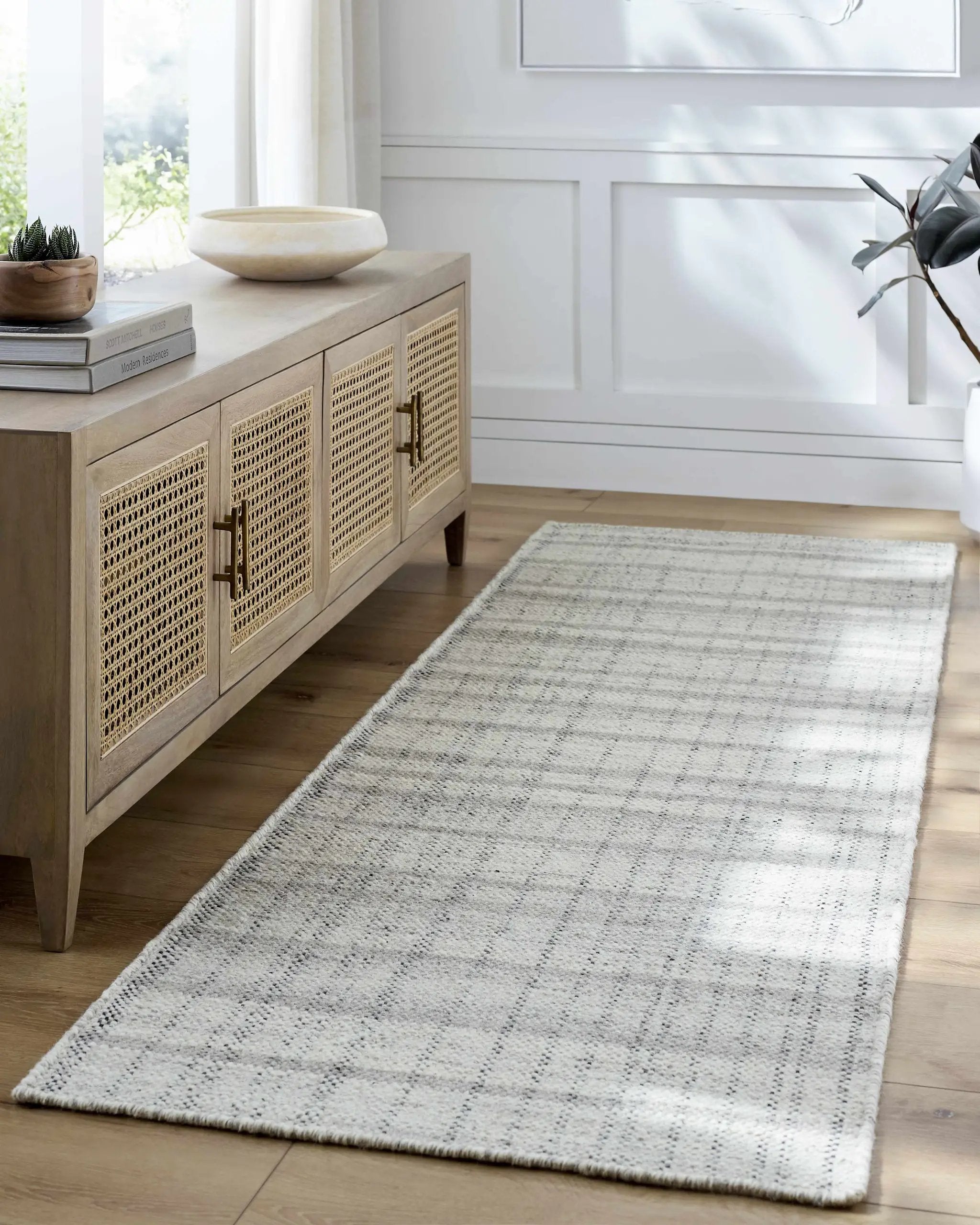 Nissa Blue Gray Checkered Area Rug - Clearance by Boutique Rugs