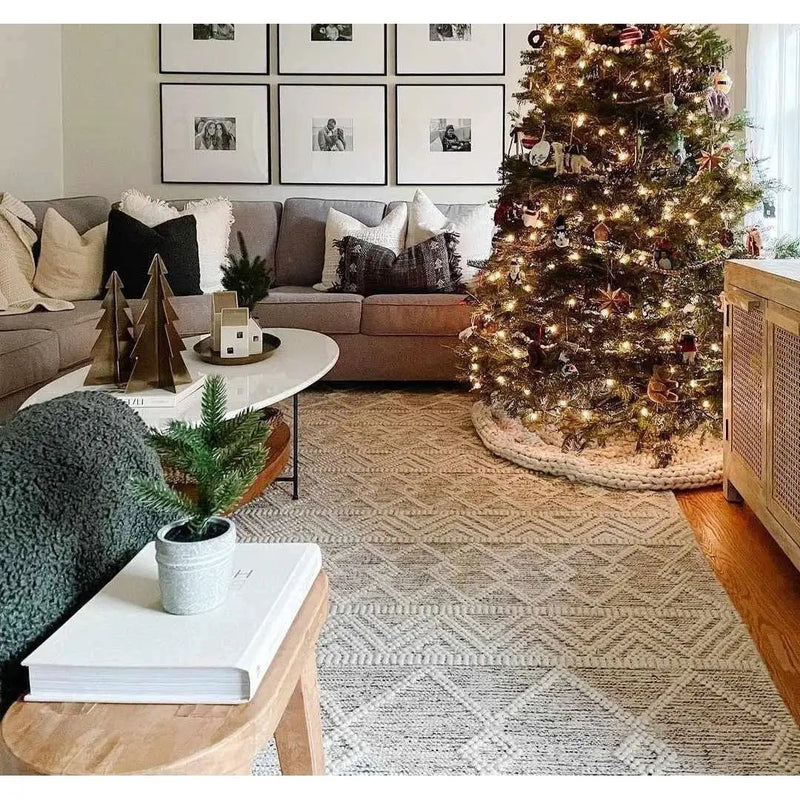 9-ft. x 12-ft. Hand Woven Wool Blend Grey Beige Ivory Persian Style Area Rug by HomePacific