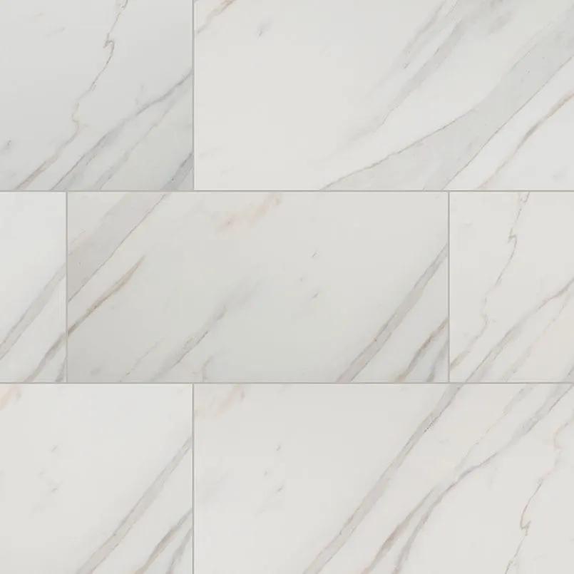 Pietra Calacatta Matte Marble Look Porcelain Tiles 12x24 by MSI Surfaces
