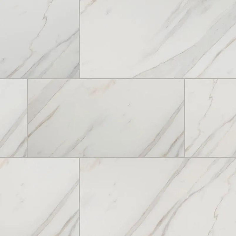Pietra Calacatta Matte Marble Look Porcelain Tiles 12x24 by MSI Surfaces