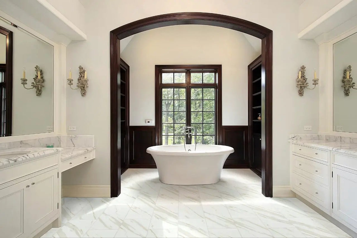 Pietra Calacatta Matte Marble Look Porcelain Tiles 12x24 by MSI Surfaces