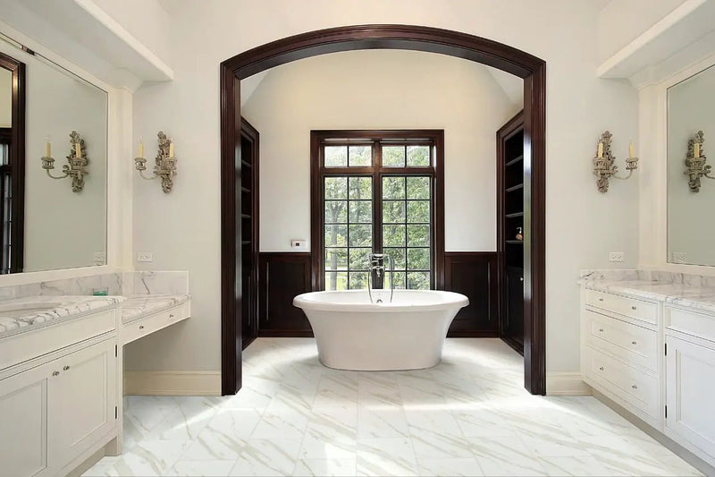 Pietra Calacatta Matte Marble Look Porcelain Mosaics 2x2 0.37 inch by MSI Surfaces
