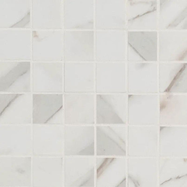 Pietra Calacatta Matte Marble Look Porcelain Mosaics 2x2 0.39 inch