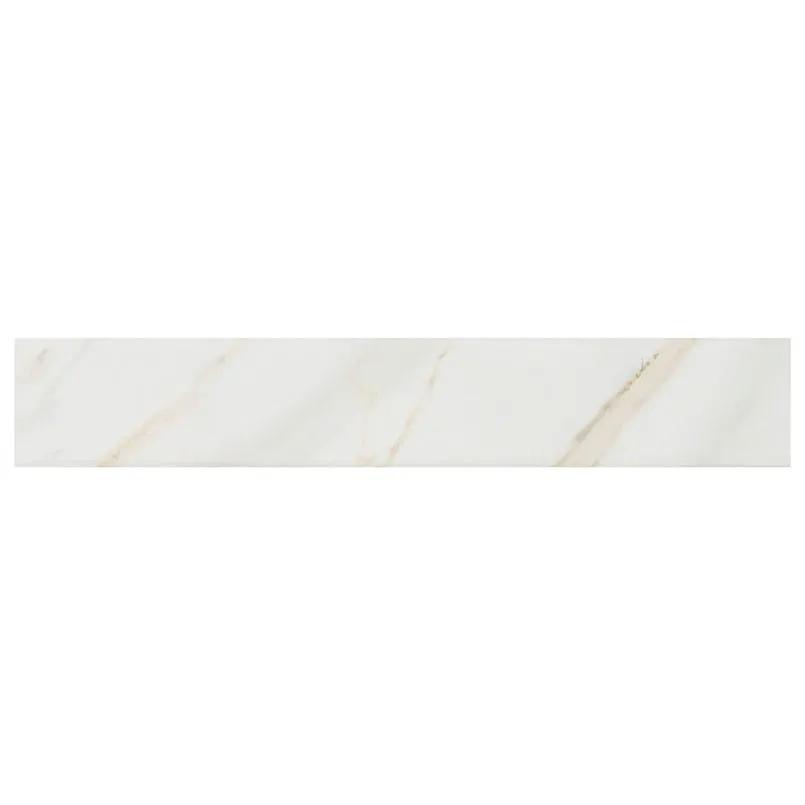 Pietra Calacatta Matte Bullnose Marble Look Porcelain Moldings 3x18 close up