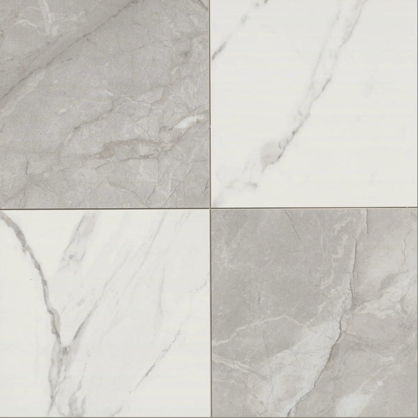 Casa Duet Calacatta Grigio Checkered Matte Porcelain Tiles 24x24