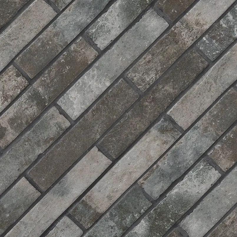Brickstone Charcoal Brick 2x10 Matte Porcelain Tiles by MSI Surfaces