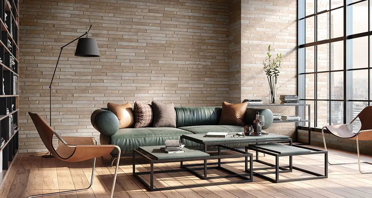 Brickstone Ivory Porcelain Tile 2x10 Matte Brick Mosaics 2x18 in a finished room
