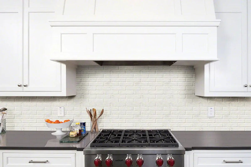 Brickstone White Porcelain Tile 2x10 Matte Brick Mosaics by MSI Surfaces