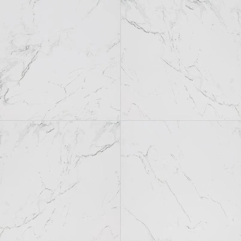 Pietra Carrara Matte Marble Look Porcelain Tiles 24x24 close up