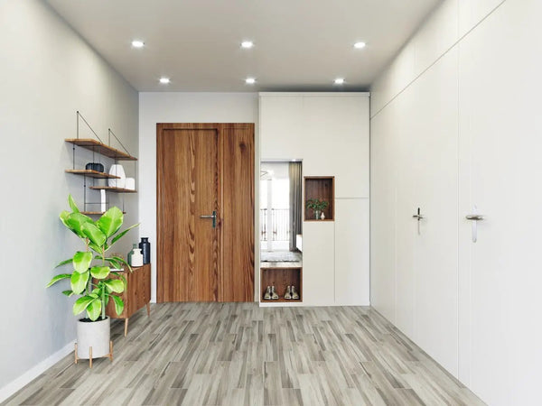Carolina Timber Ii White Matte Porcelain Tiles 6x24 in a finished room